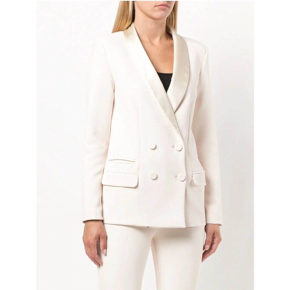 Pinko Primo 1 Giacca Crepe Stretch Ivory Double Breasted Blazer IT 44 US L